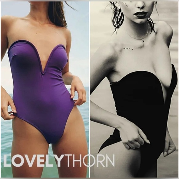 ZARA Sexy Purple Corset Neck Strapless Swimsuit Size XL Blogger Fave NWT! - Picture 9 of 10